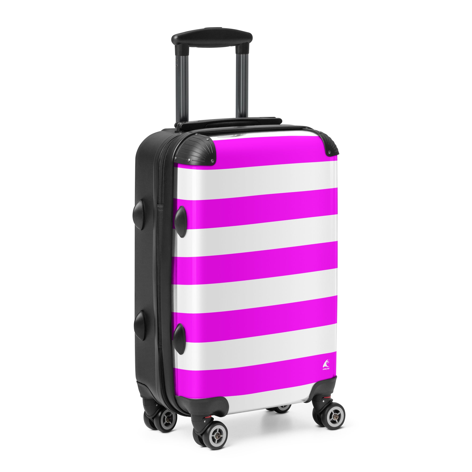 Magenta and White Beach Stripes Carry On Suitcase – Travel Luggage by Extremely Stoked®