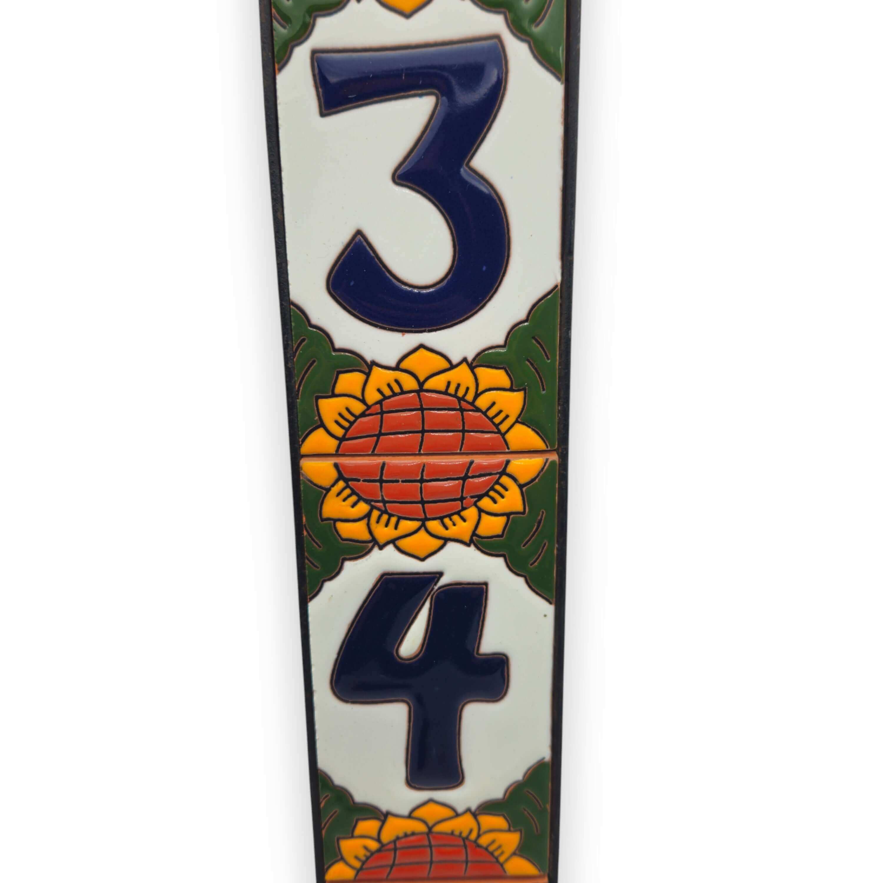 Sunflower Talavera Number Tiles | Mexican Address Art