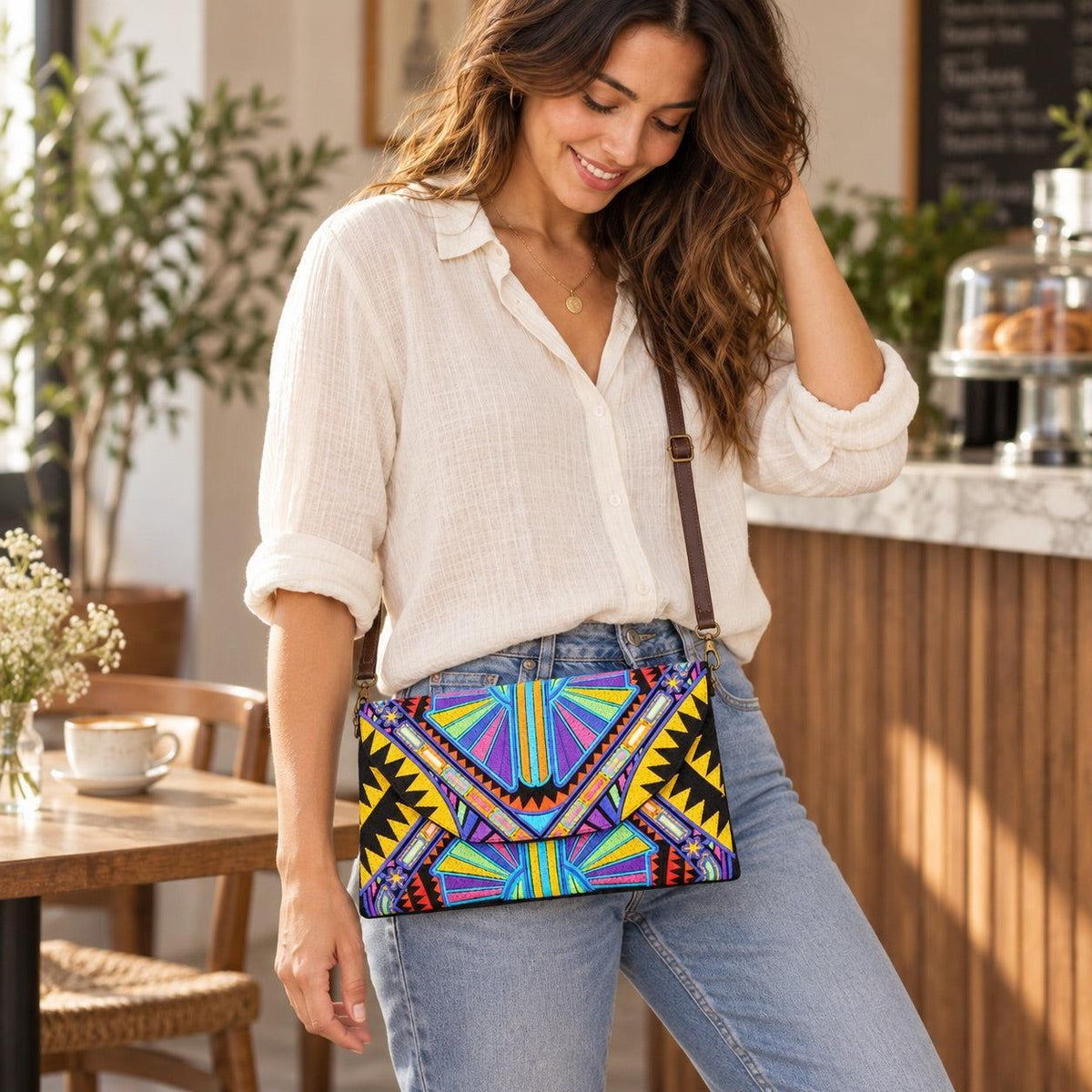 Convertible Embroidered Clutch Crossbody Bag - Thailand