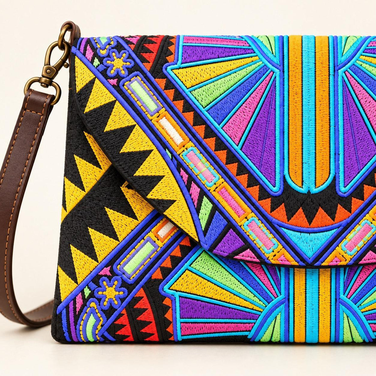 Convertible Embroidered Clutch Crossbody Bag - Thailand