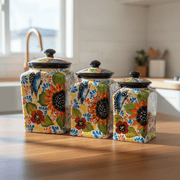 Talavera Canister Set | Sunflower Butterfly Kitchen Decor