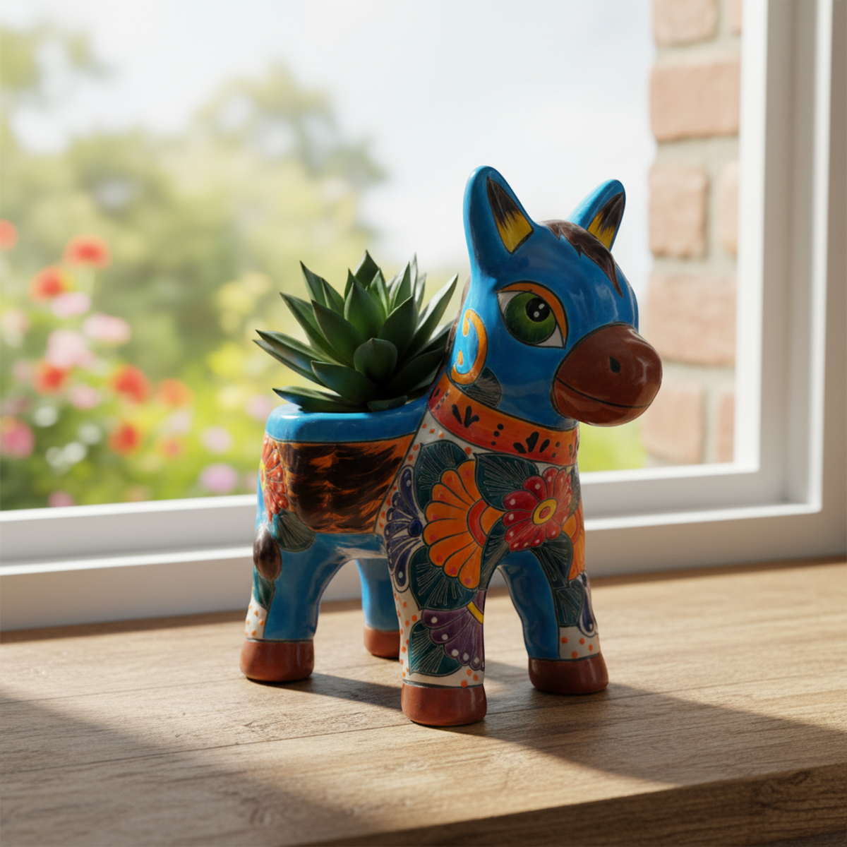 Talavera Donkey Planter | Handmade Mexican Ceramic Burro Pot
