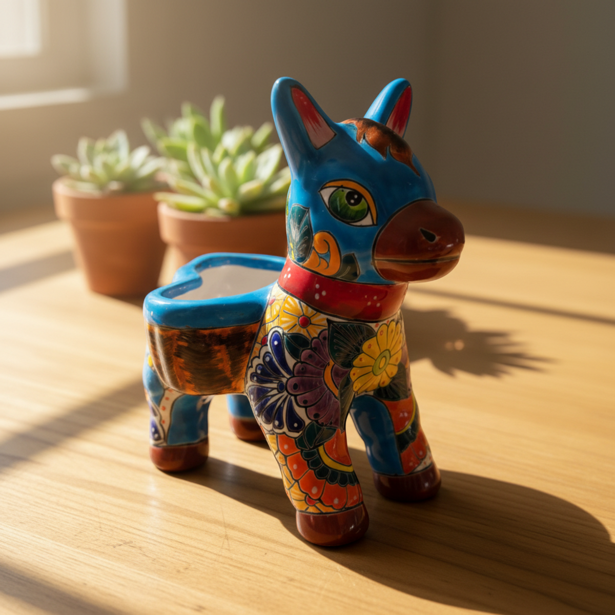Talavera Donkey Planter | Handmade Mexican Ceramic Burro Pot