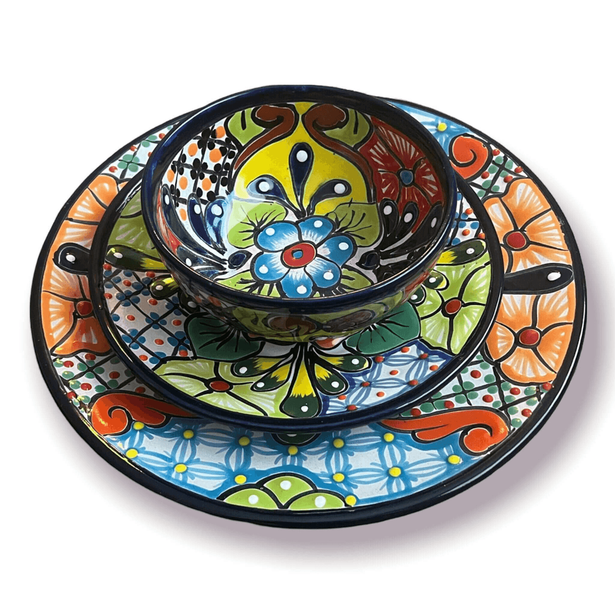 Talavera Dinnerware Set | 51-Piece Floral Tableware for 8