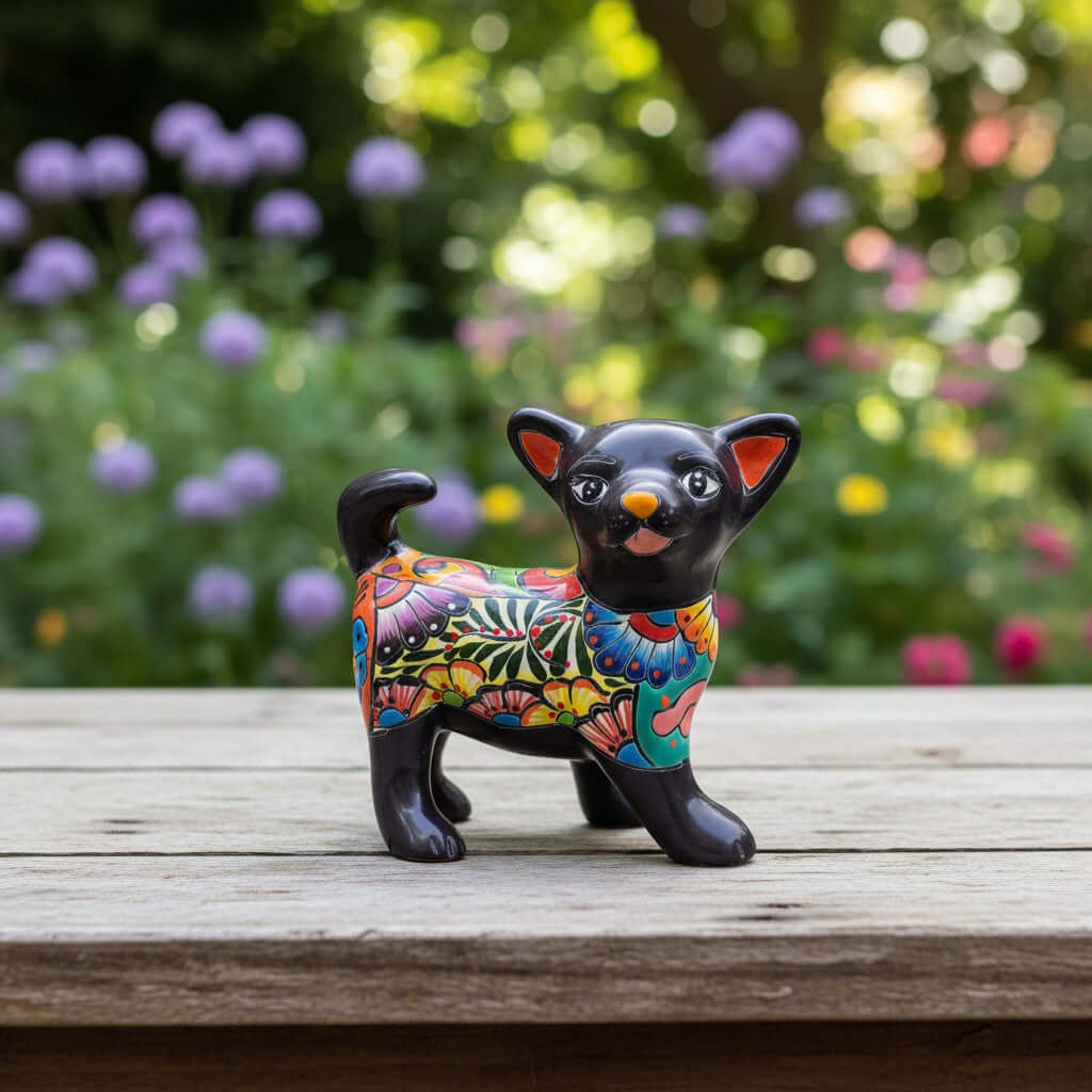 Talavera Chihuahua Dog Figurine | Handcrafted Mexican Art