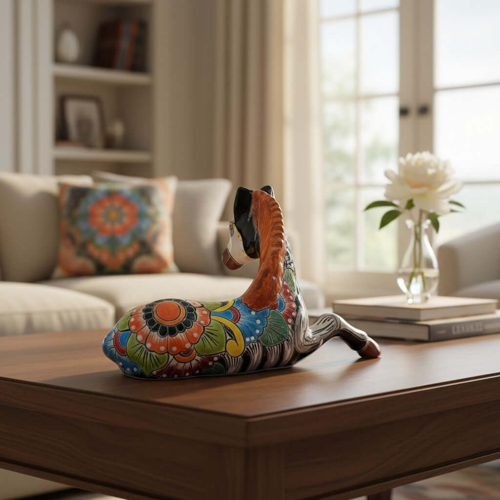 Day of the Dead Talavera Horse Planter | Hand-Painted Pottery