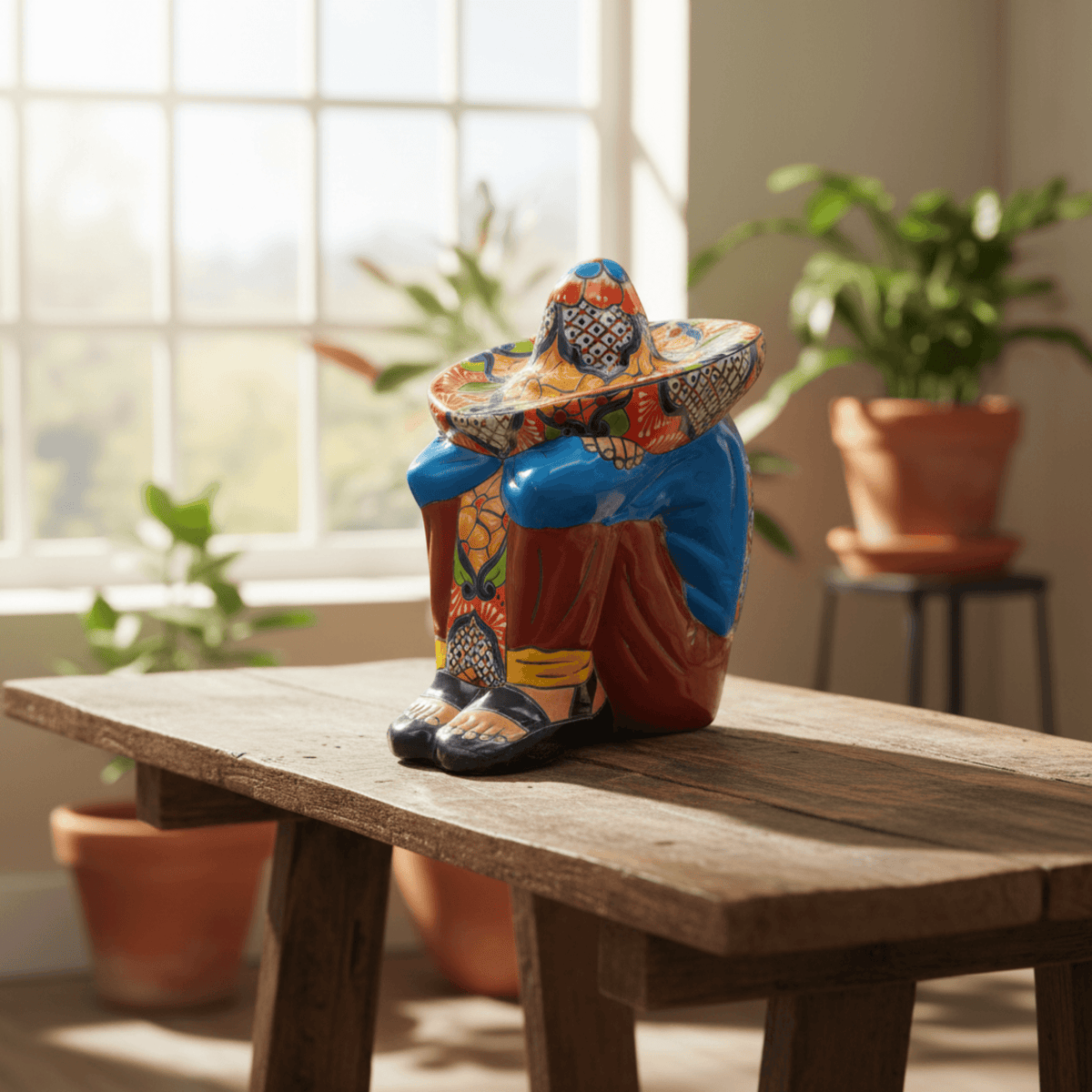 Talavera Panchito Sleeping Man Figurine | XL Hand-Painted Art