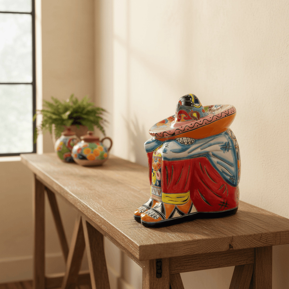 Talavera Panchito Sleeping Man Figurine | XL Hand-Painted Art