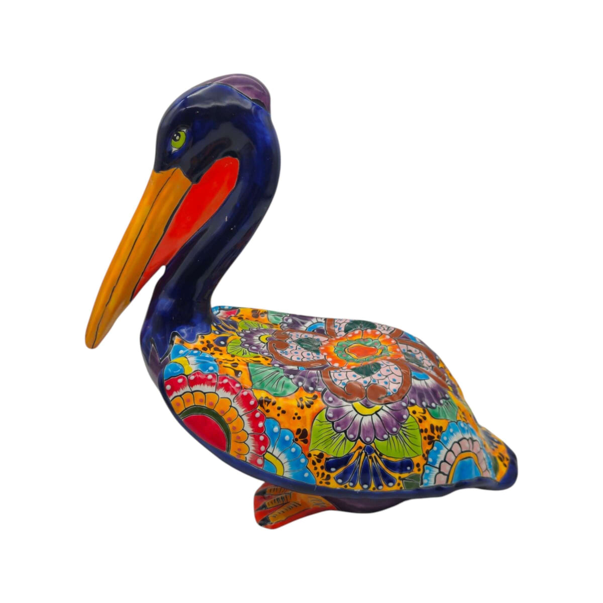 Talavera Pelican Statue | Hand-Painted Mexican Ceramic Decor