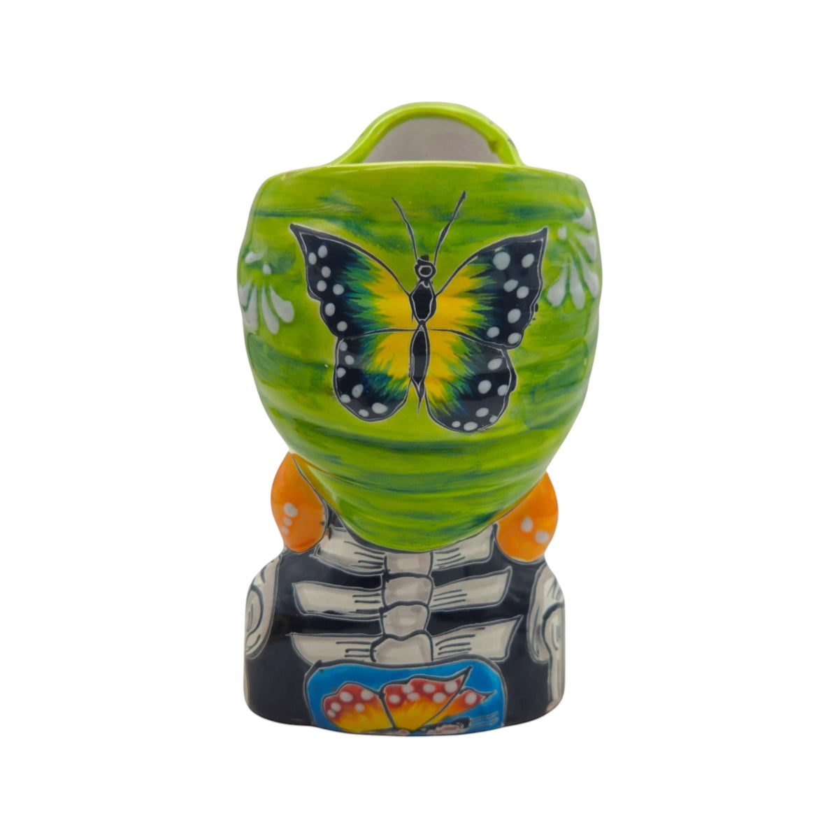 Talavera Skull Lady Planter | Colorful Day of the Dead Art