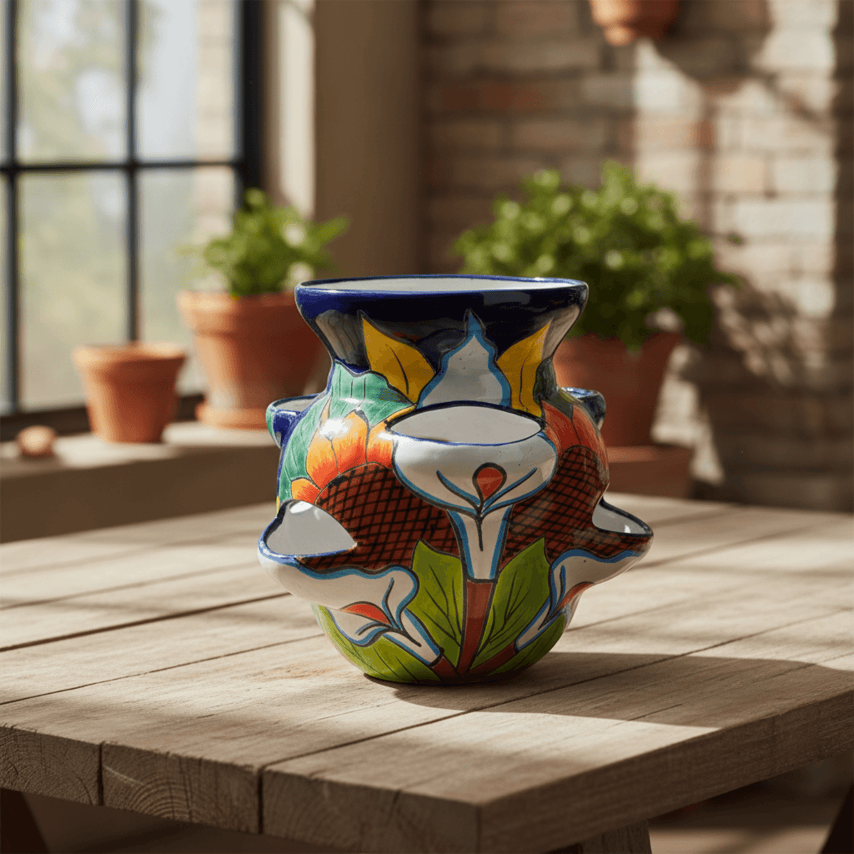 Talavera Strawberry Planter | Sunflower Lily Design