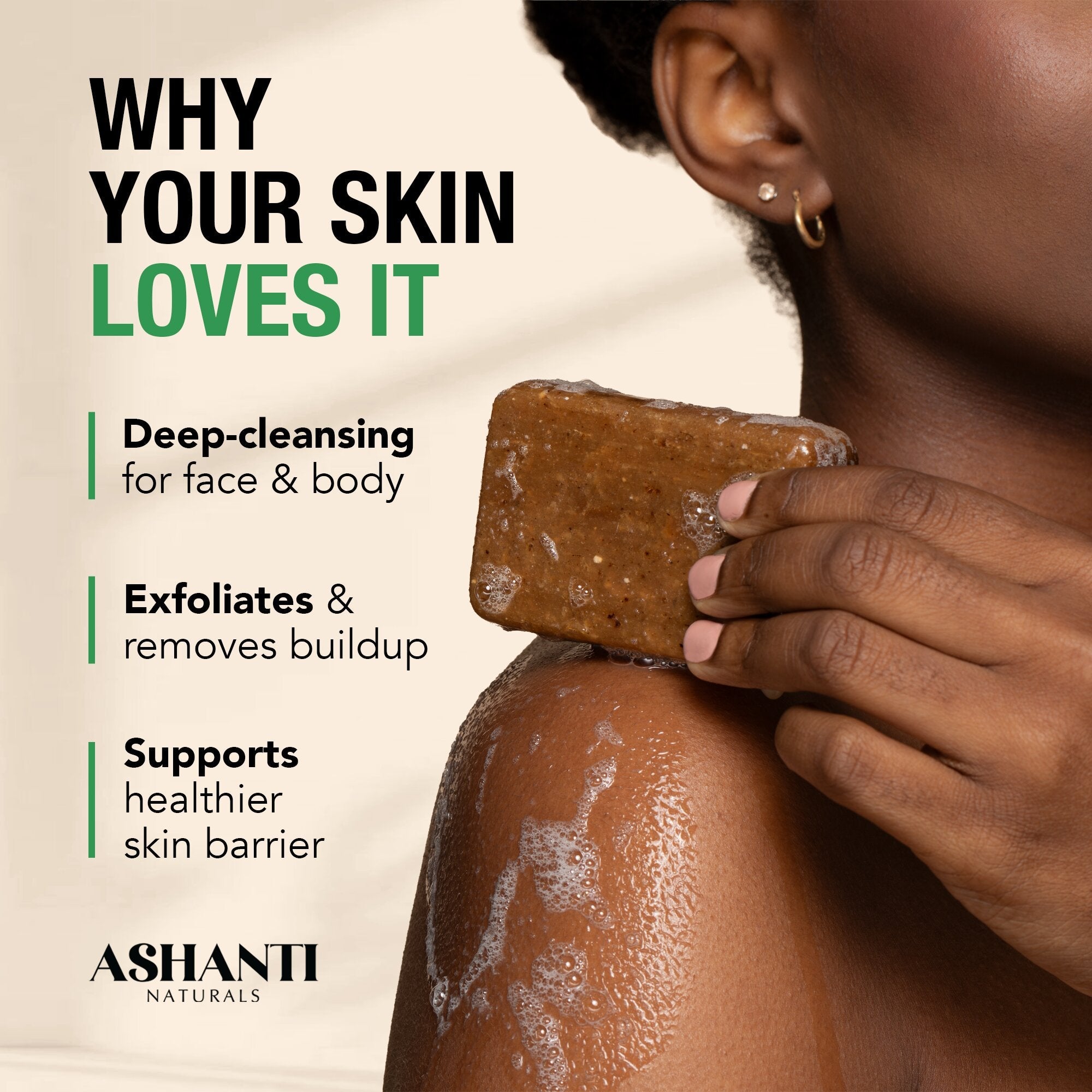 ASHANTI NATURALS 100% African Black Soap - Tea Tree