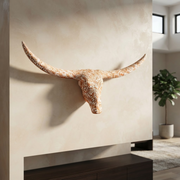 Terracotta Longhorn Wall Art | Hand-Painted Mexican Bull Skull
