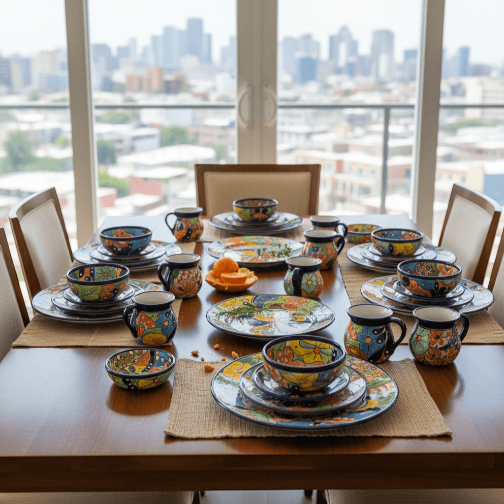 Talavera Dinnerware Set | 51-Piece Floral Tableware for 8