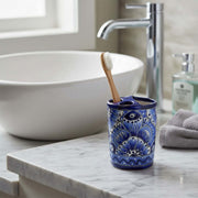 Hand-Painted Talavera Toothbrush Holder | Blue & White Ceramic