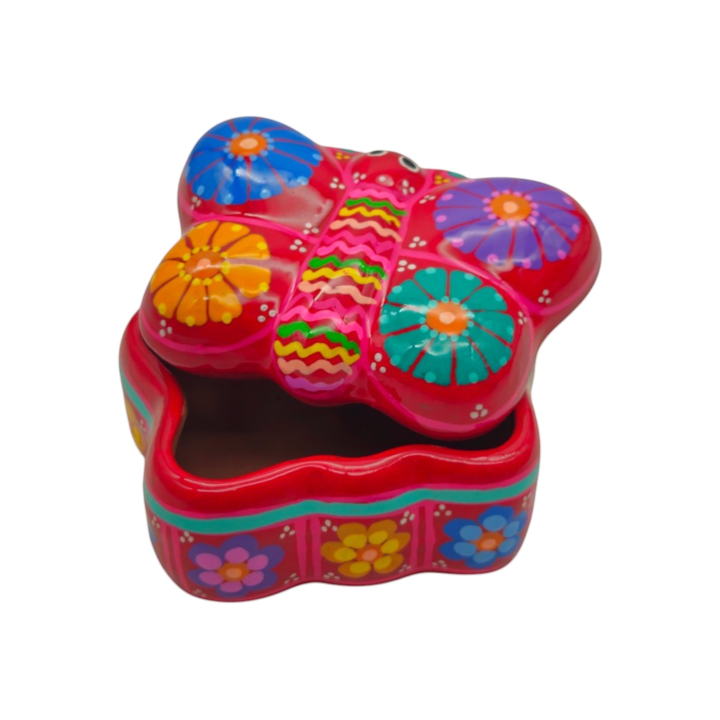 Handmade Guerrero Butterfly Jewelry Box | Mexican Ceramic Earring Holder