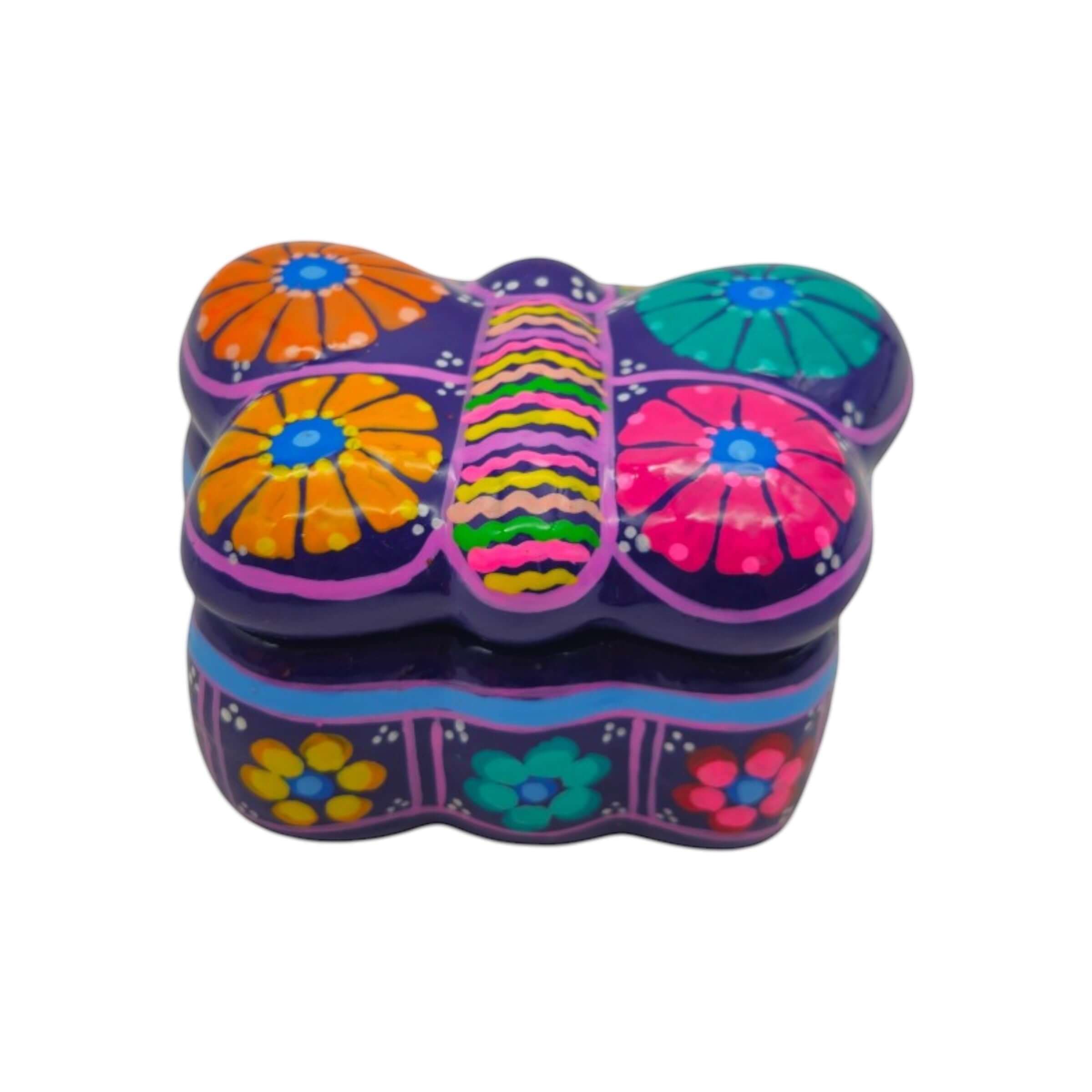 Handmade Guerrero Butterfly Jewelry Box | Mexican Ceramic Earring Holder
