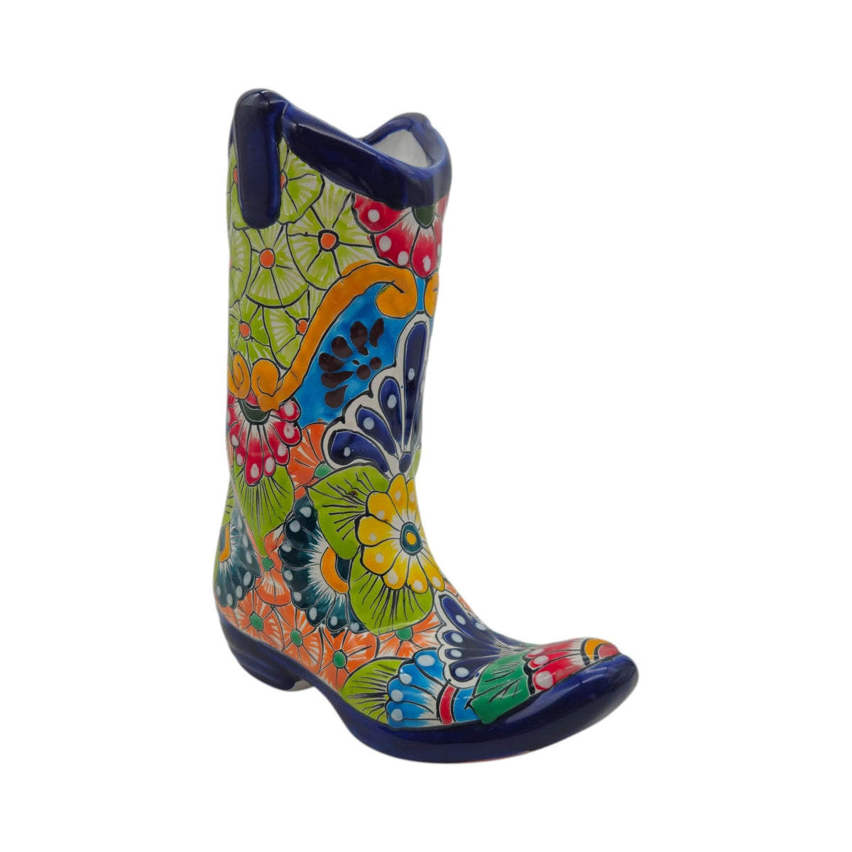 Talavera Boot Planter | Hand-Painted Mexican Flower Pot Art