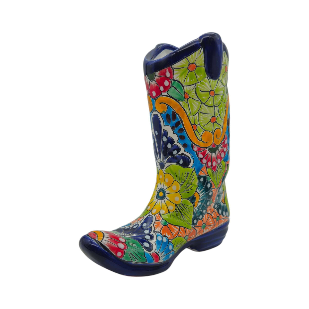 Talavera Boot Planter | Hand-Painted Mexican Flower Pot Art