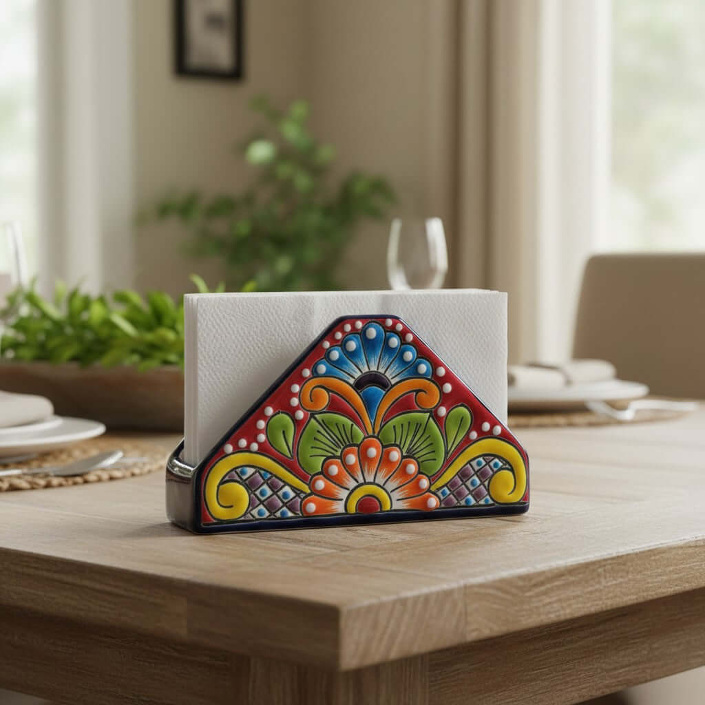 Talavera Napkin Holder | Hand-Painted Mexican Ceramic Decor