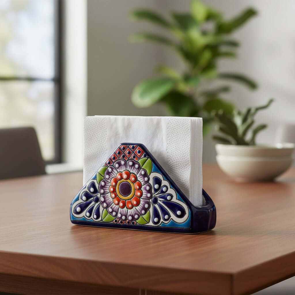 Talavera Napkin Holder | Hand-Painted Mexican Ceramic Decor
