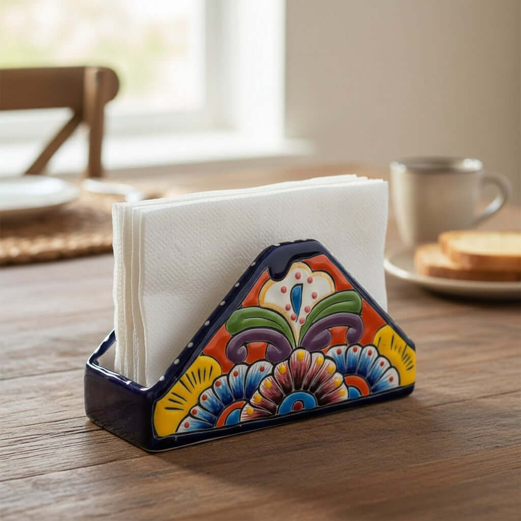 Talavera Napkin Holder | Hand-Painted Mexican Ceramic Decor