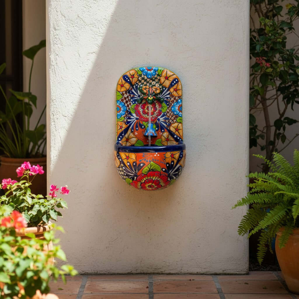 Talavera Wall Fountain | Handcrafted Mexican Ceramic Water Feature