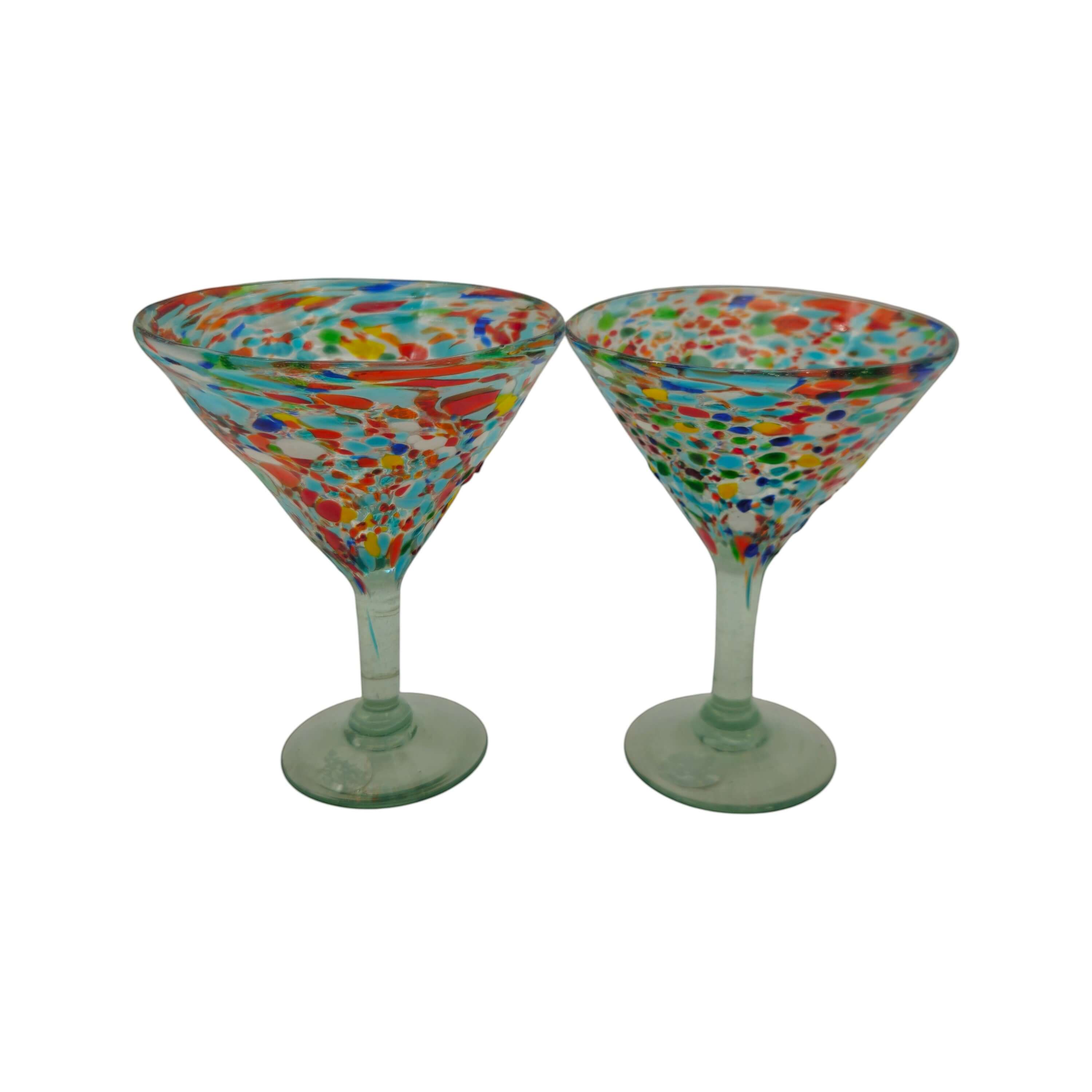 Confetti Pebbled Martini Glass | Hand-Blown Mexican Barware