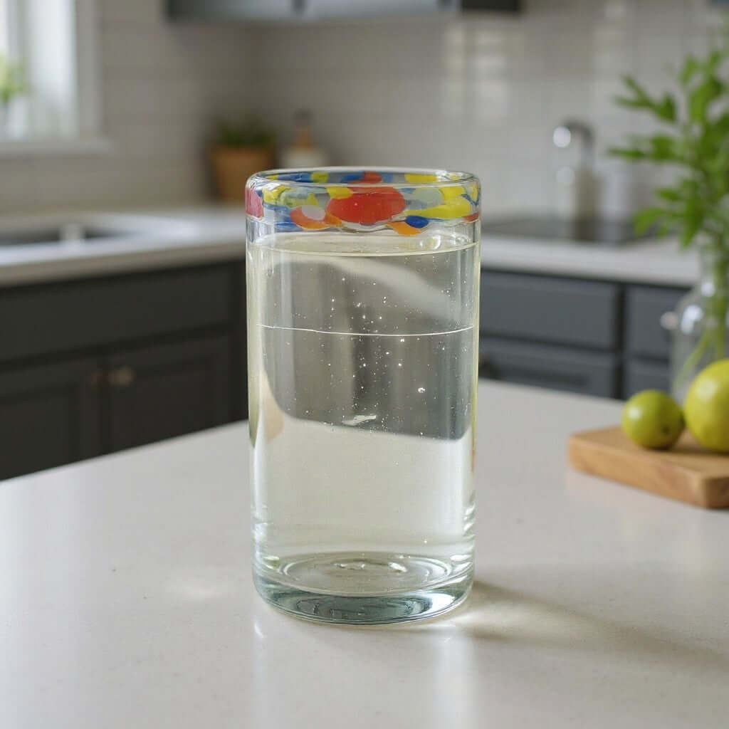 Hand Blown Colorful Tumbler Glass | Confetti Rim