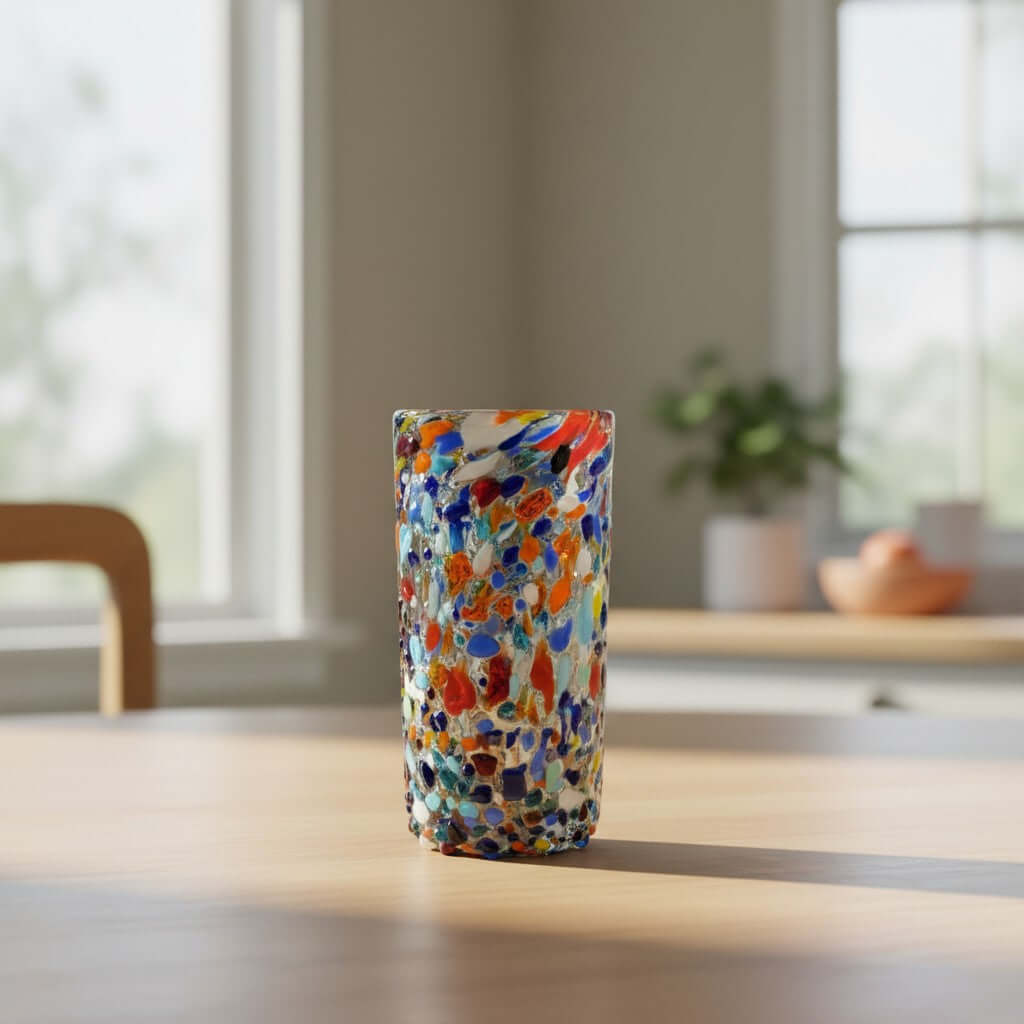 Hand Blown Double Shot Glass | Mexican Confetti Glassware
