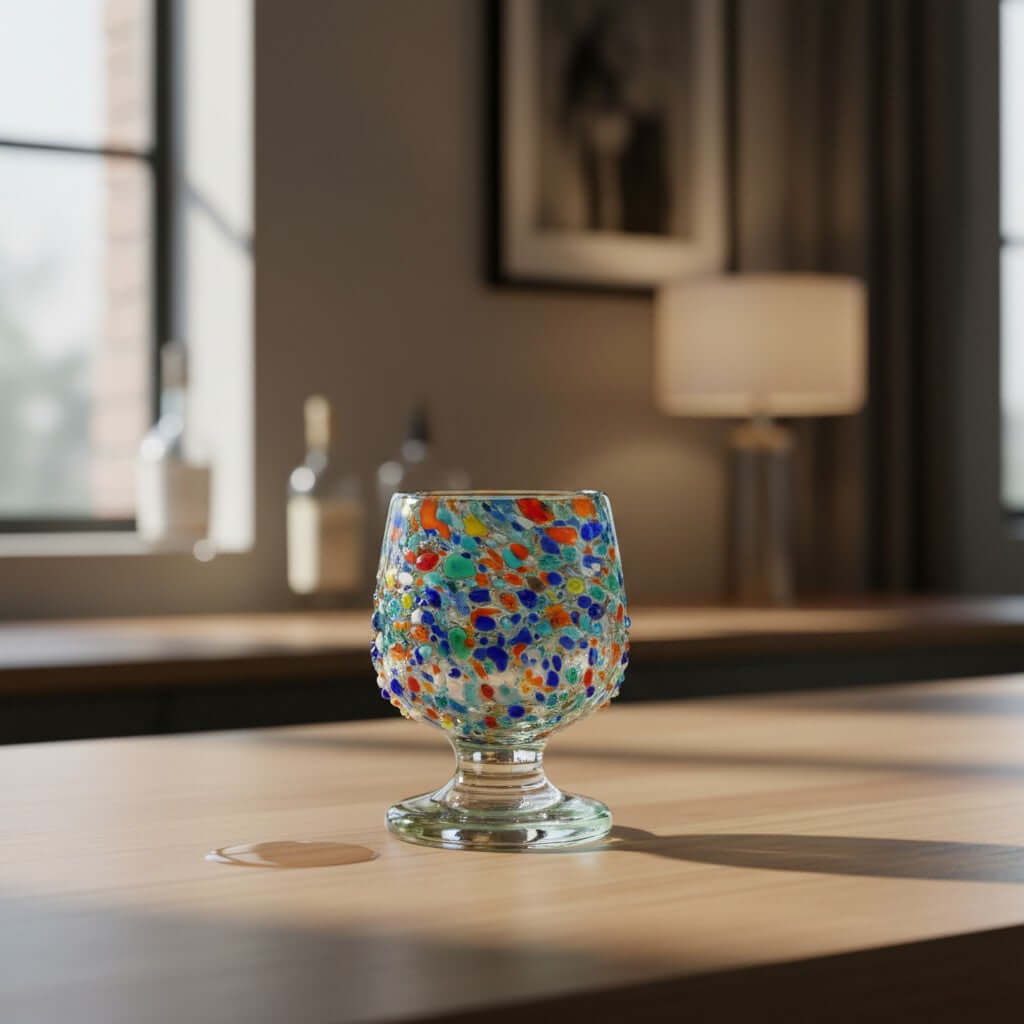 Confetti Rock Shot Glass | Handcrafted Mexican Cognac-Style Glass