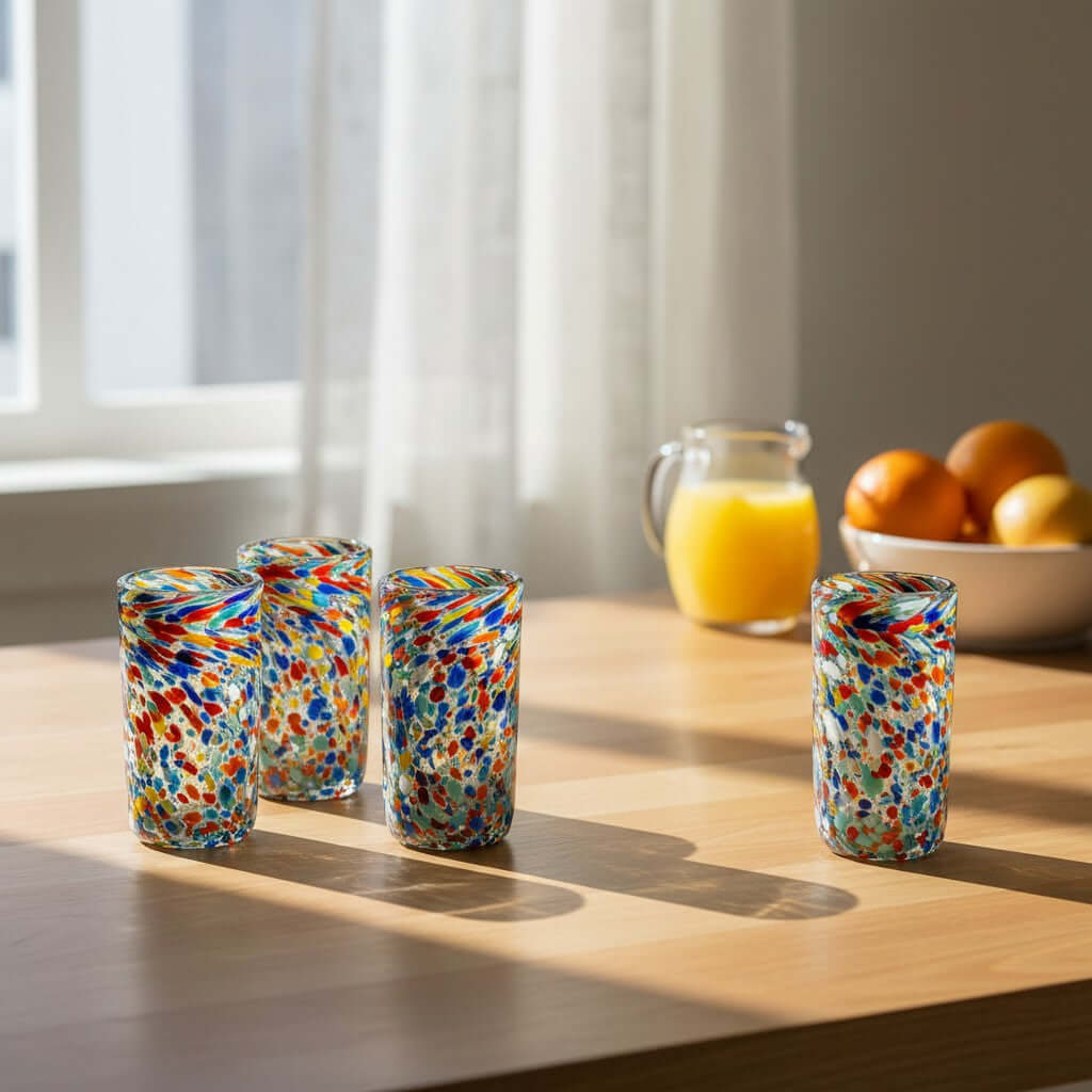 Hand Blown Double Shot Glass | Mexican Confetti Glassware