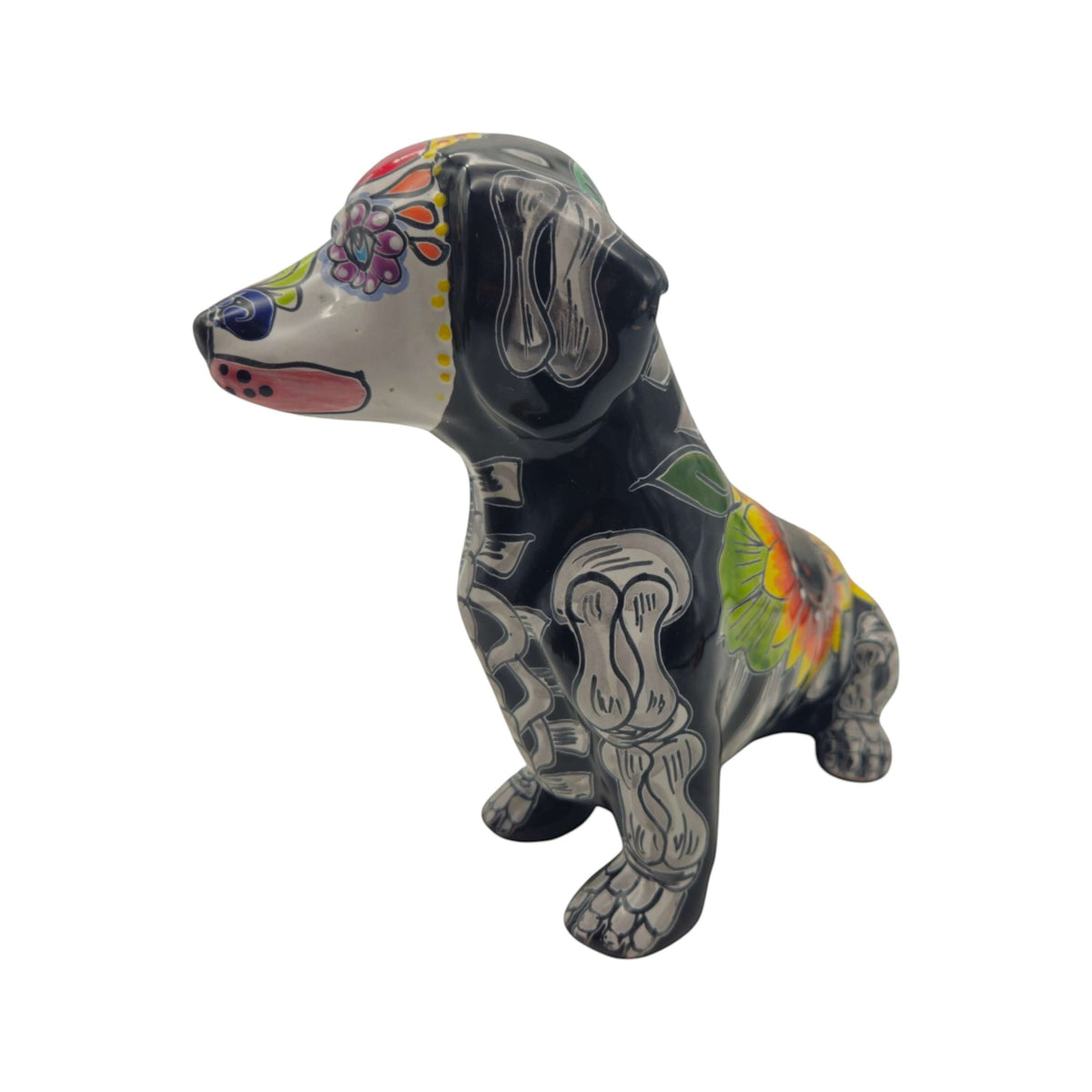 Talavera Dachshund Figurine | Day of the Dead Ceramic Dog