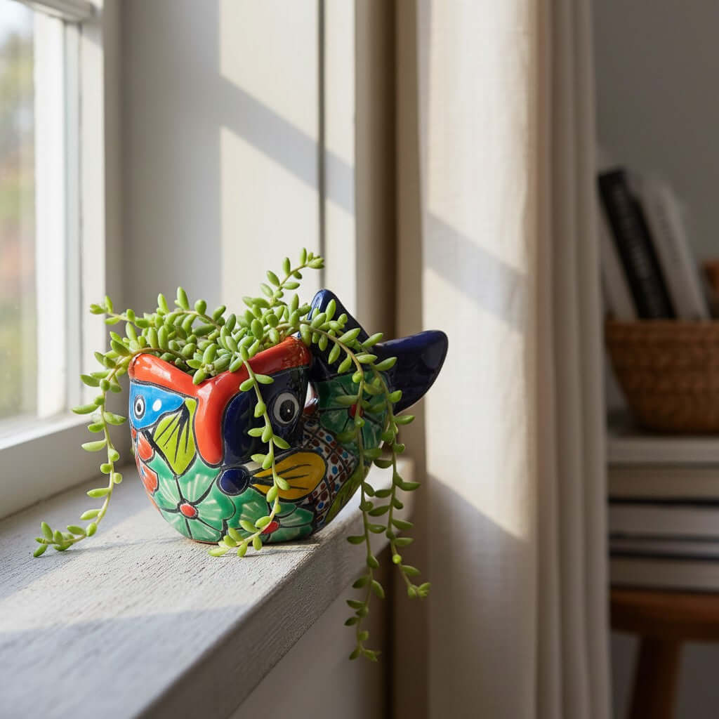 Colorful Talavera Fish Planter | Mexican Hand-Painted Pottery