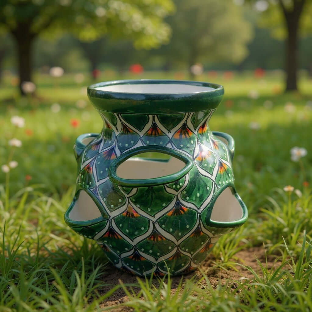 Talavera Strawberry Planter | Green Peacock Design