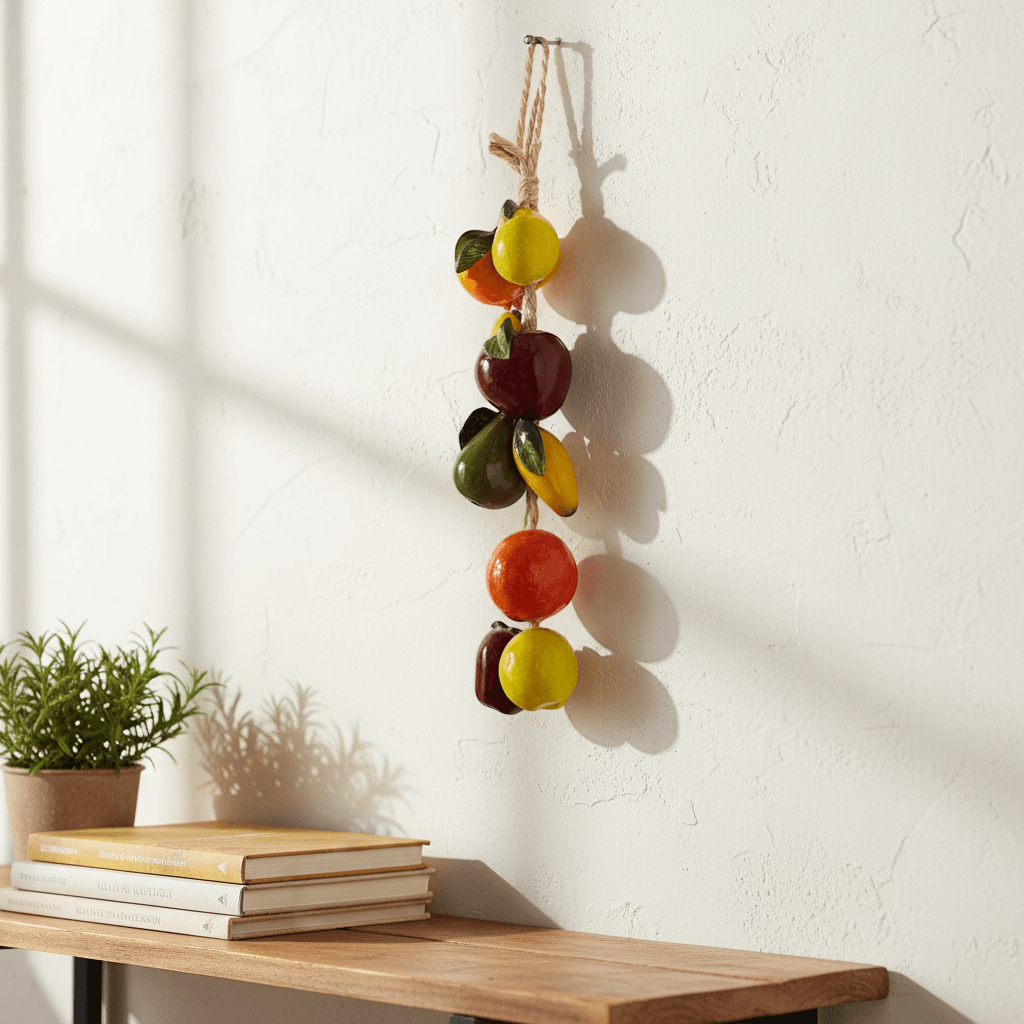 Hand-Painted Mexican Fruit Garland | Colorful Hanging Fruit Wall Art