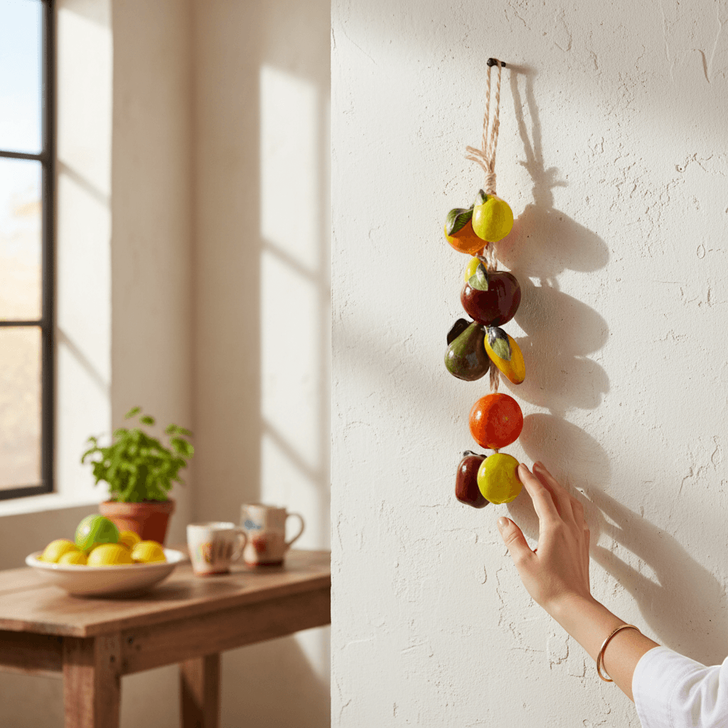 Hand-Painted Mexican Fruit Garland | Colorful Hanging Fruit Wall Art
