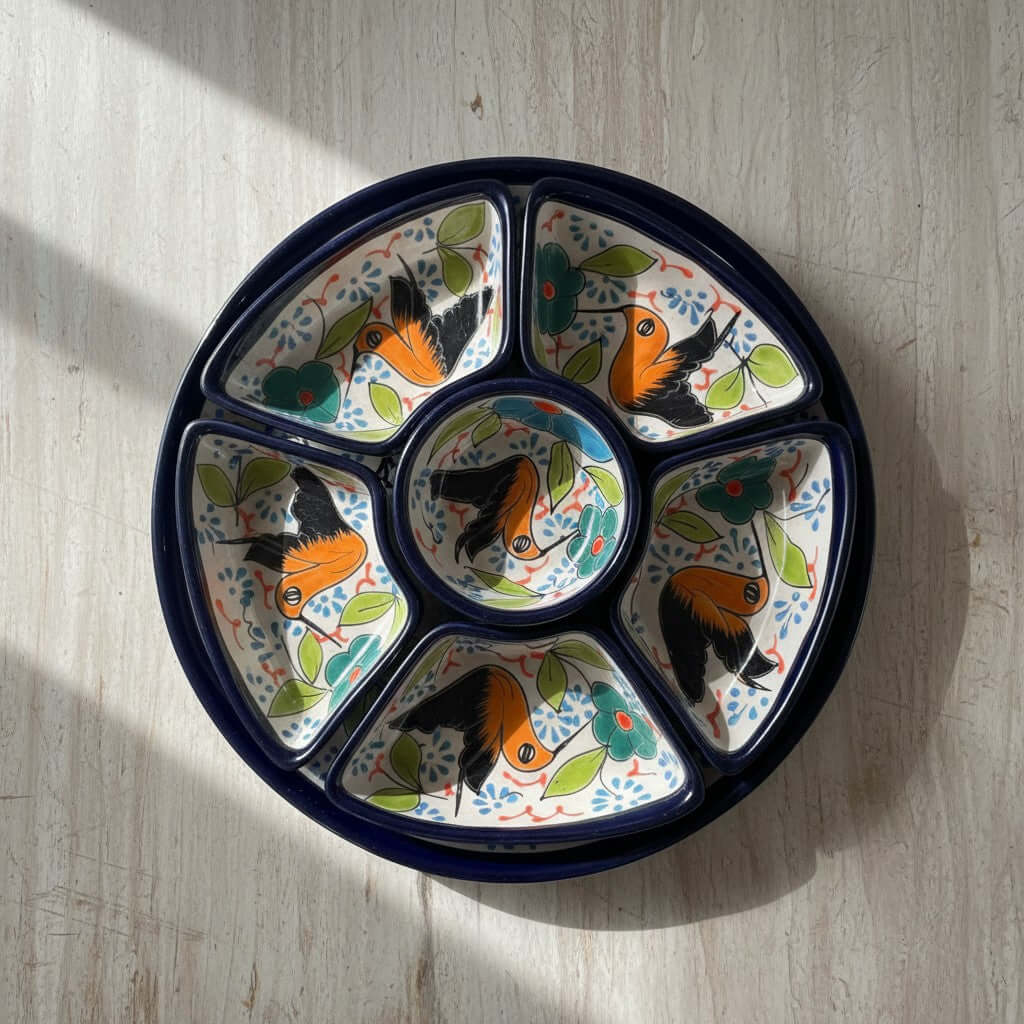 Talavera Bird Appetizer Tray | Colorful Mexican Pottery Dish