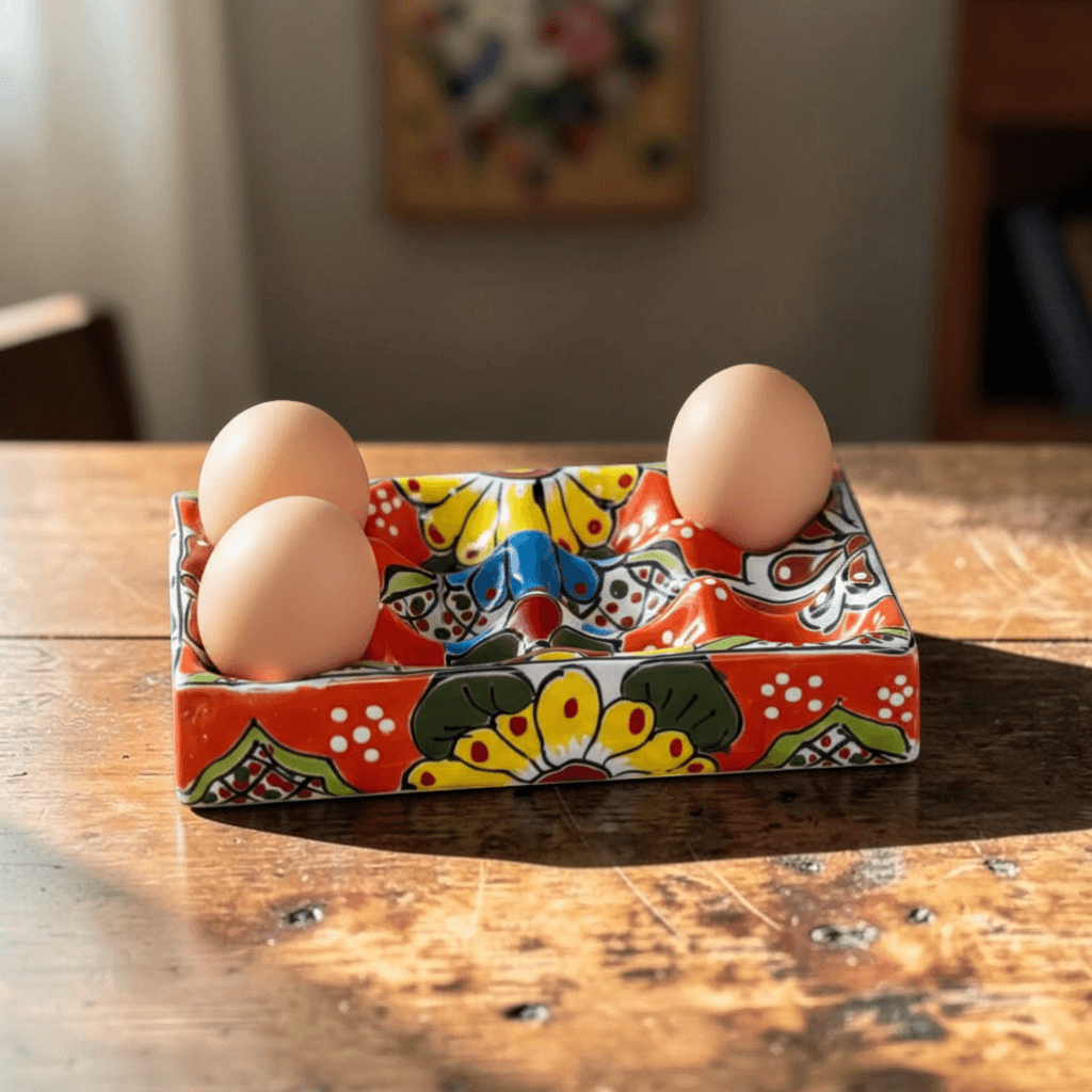 Talavera Ceramic Egg Holder | Hand-Painted Mexican Kitchenware