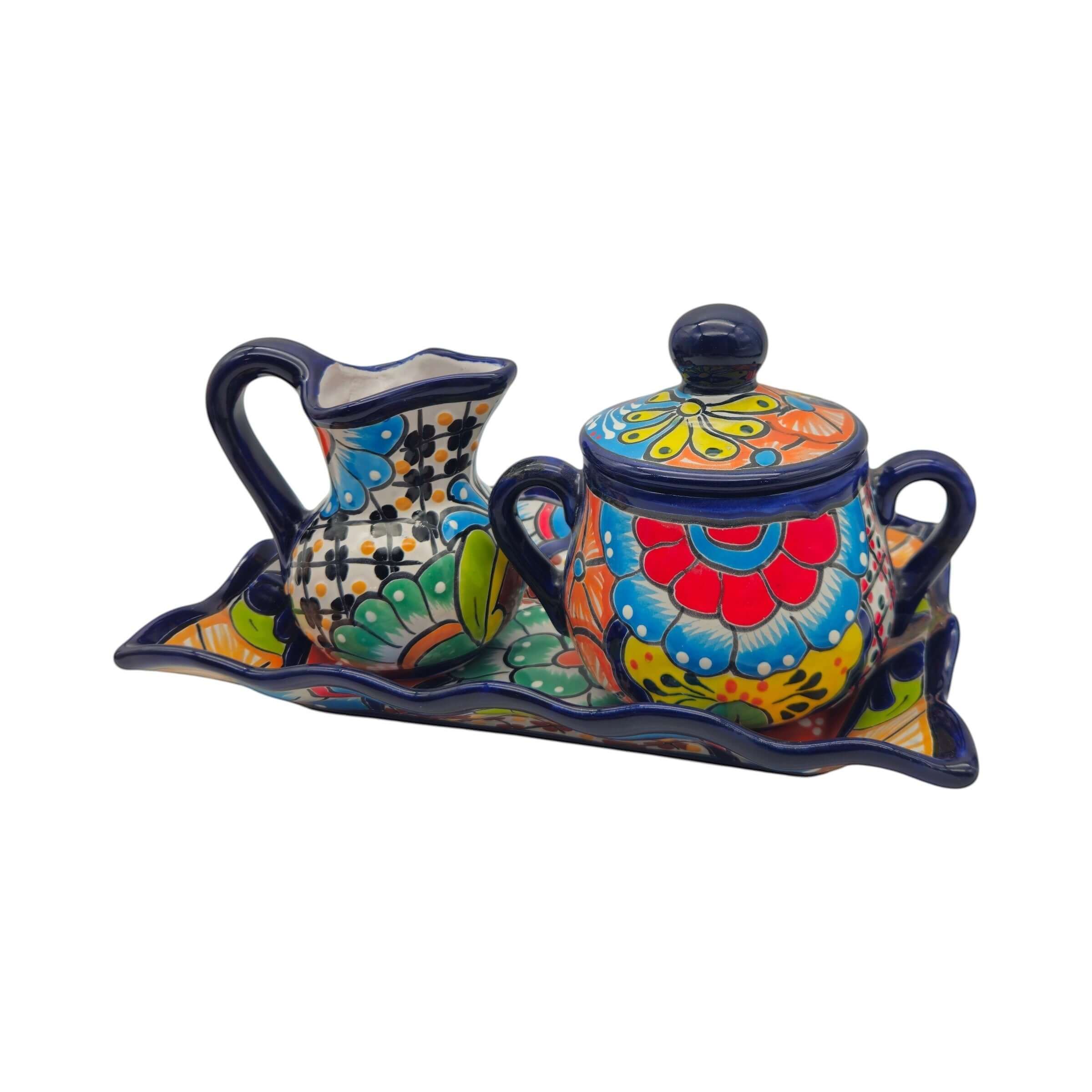 Vibrant 3-Piece Talavera Coffee Set | Handmade Mexican Pottery