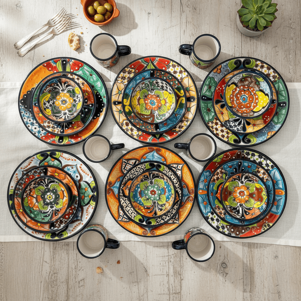 Talavera Dinnerware Set | 26-Piece Vibrant Floral Mexican Dishware