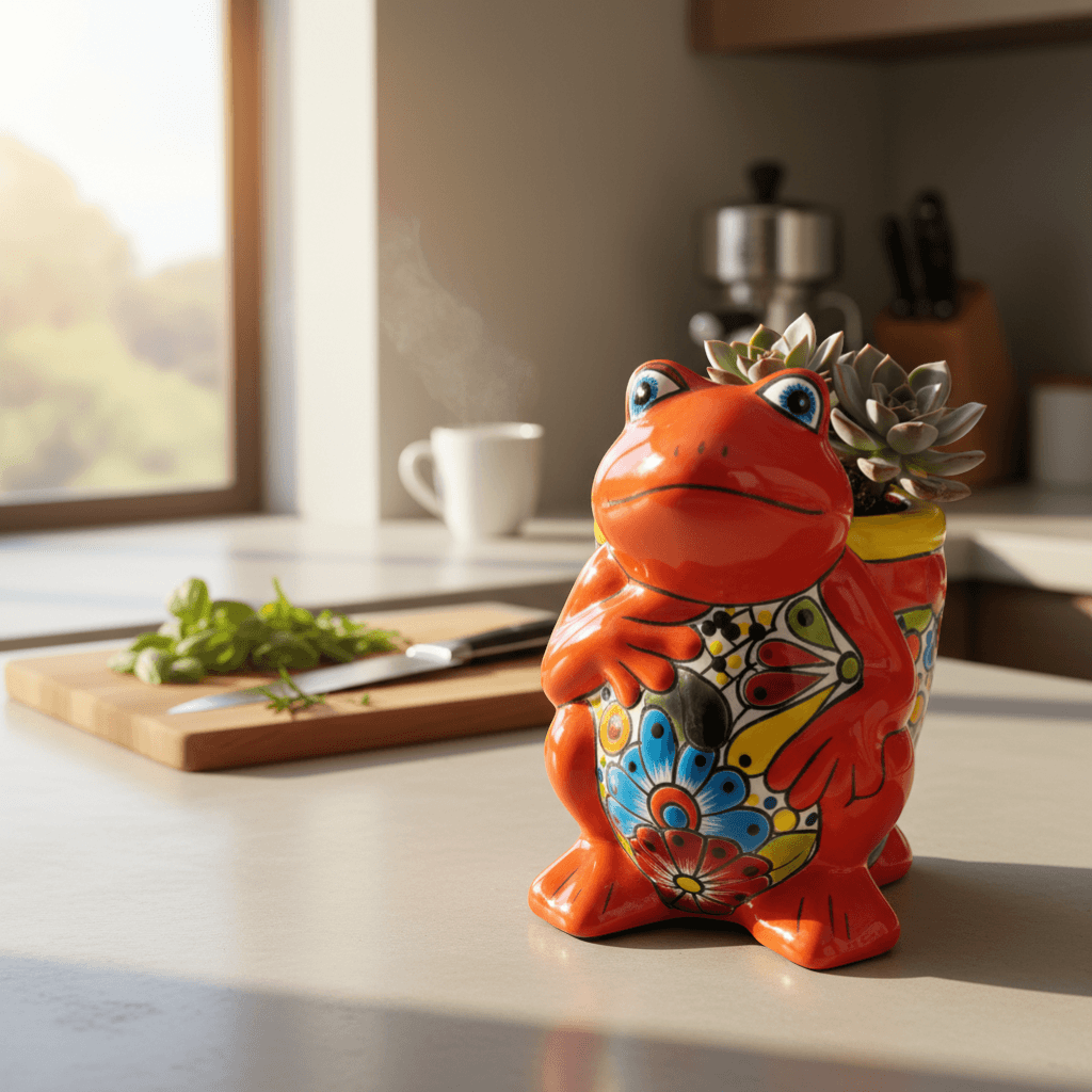 Talavera Frog Planter | Colorful Hand-Painted Mexican Pottery
