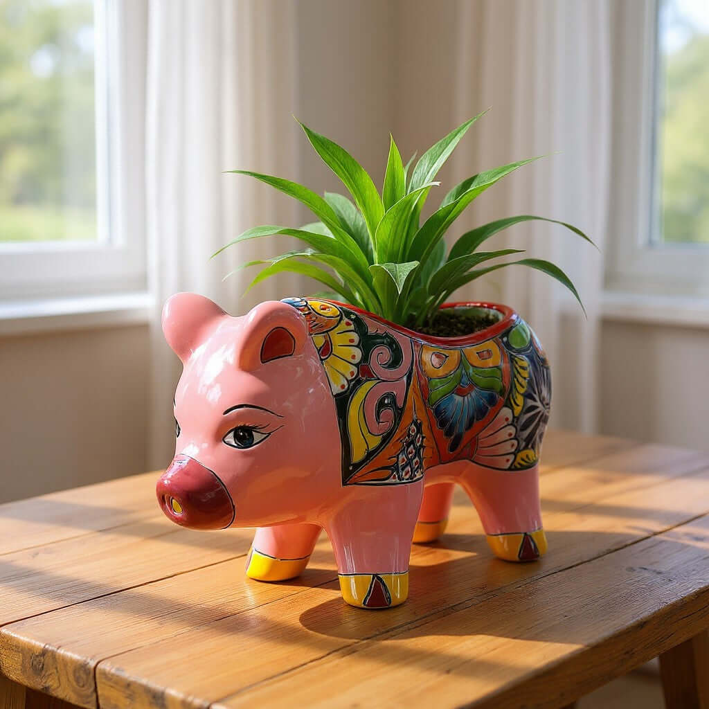 Talavera Pig Planter | Colorful Hand-Painted Mexican Pottery