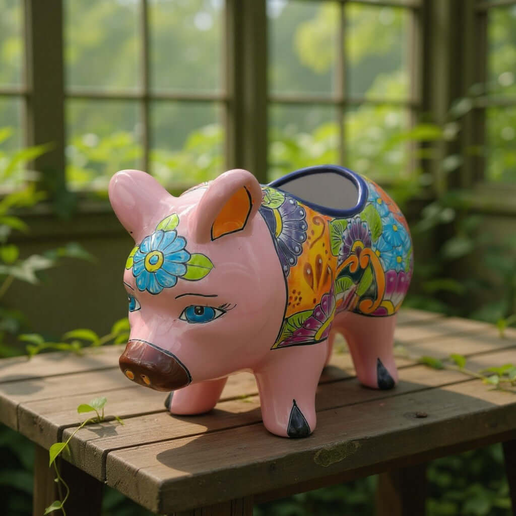 Talavera Pig Planter | Colorful Hand-Painted Mexican Pottery