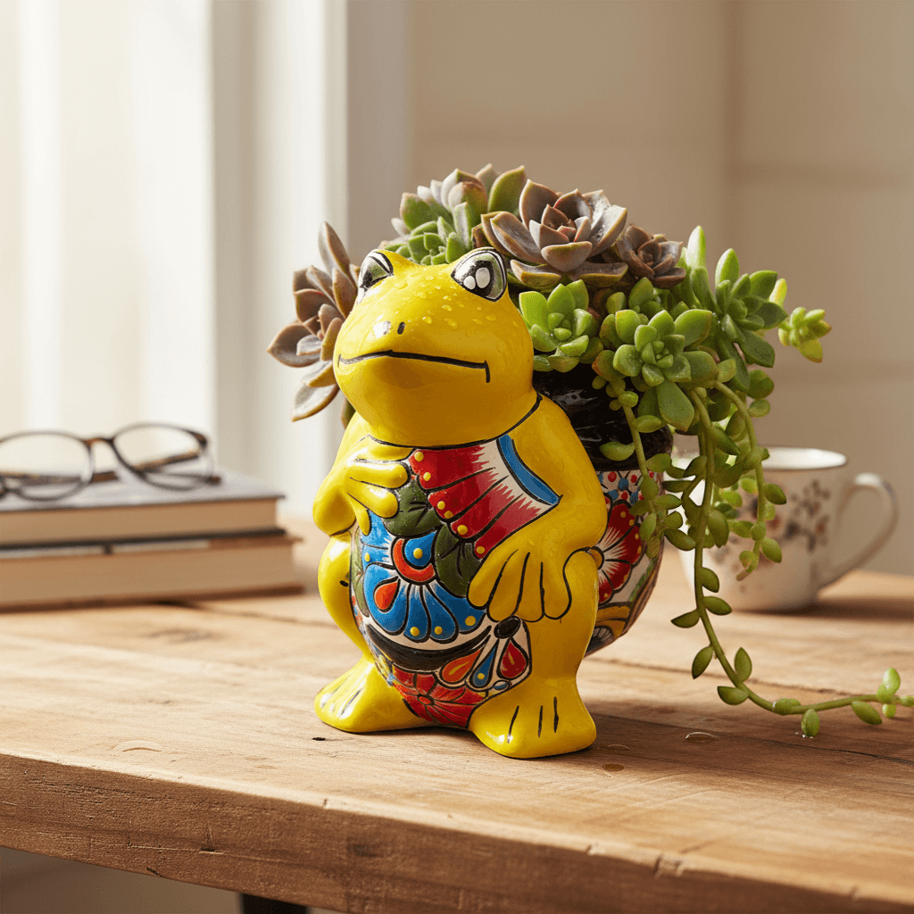 Talavera Frog Planter | Colorful Hand-Painted Mexican Pottery