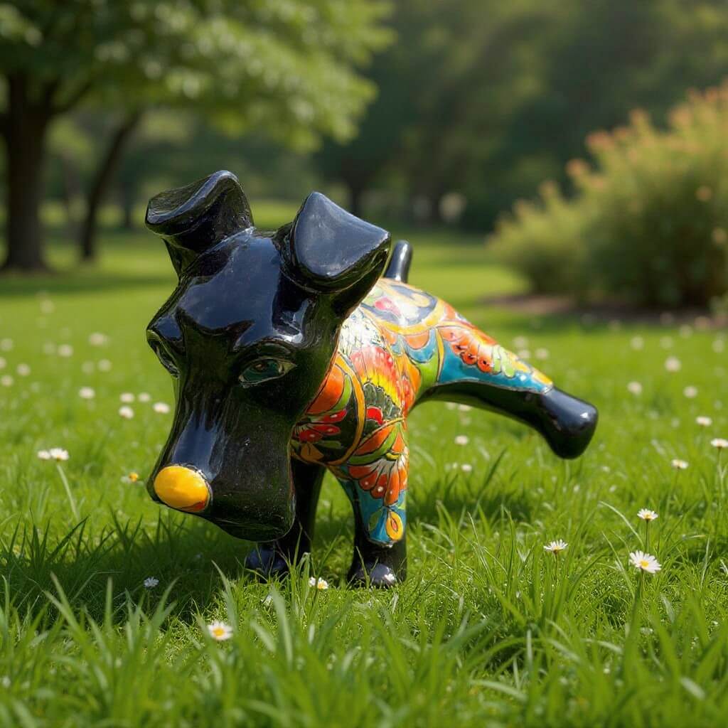 Vibrant Talavera Dog Sculpture | Colorful Hand-Painted Large Mexican Art Piece