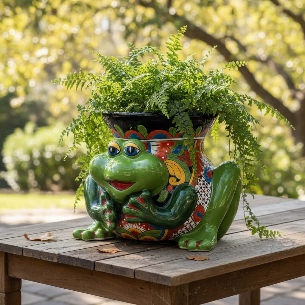 Talavera Frog Planter | Colorful Hand-Painted Mexican Ceramic Pot