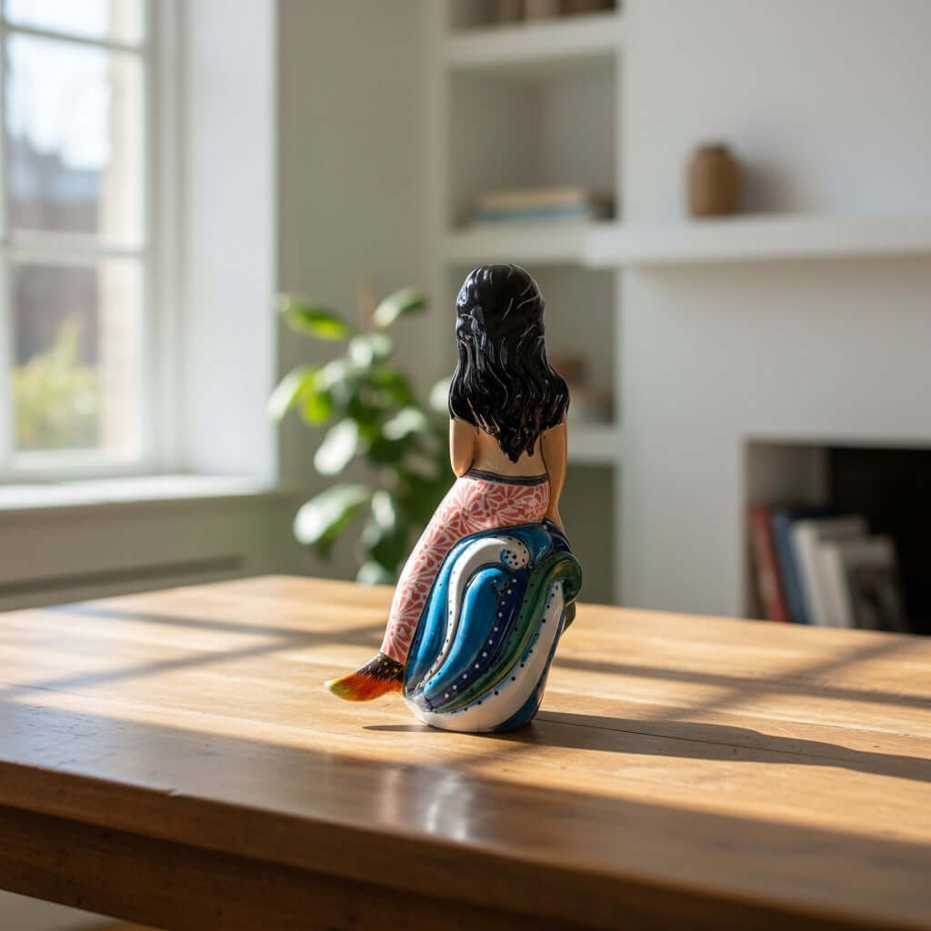 Talavera Mermaid Figurine | Hand-Painted Mexican Pottery