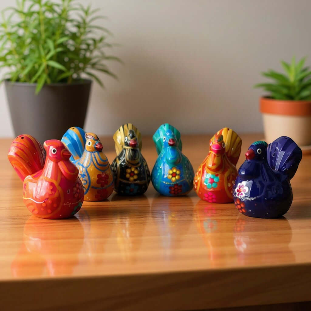Set of 2 Chicken Salt and Pepper Shakers | Mexican Hand-Painted Guerrero Pottery