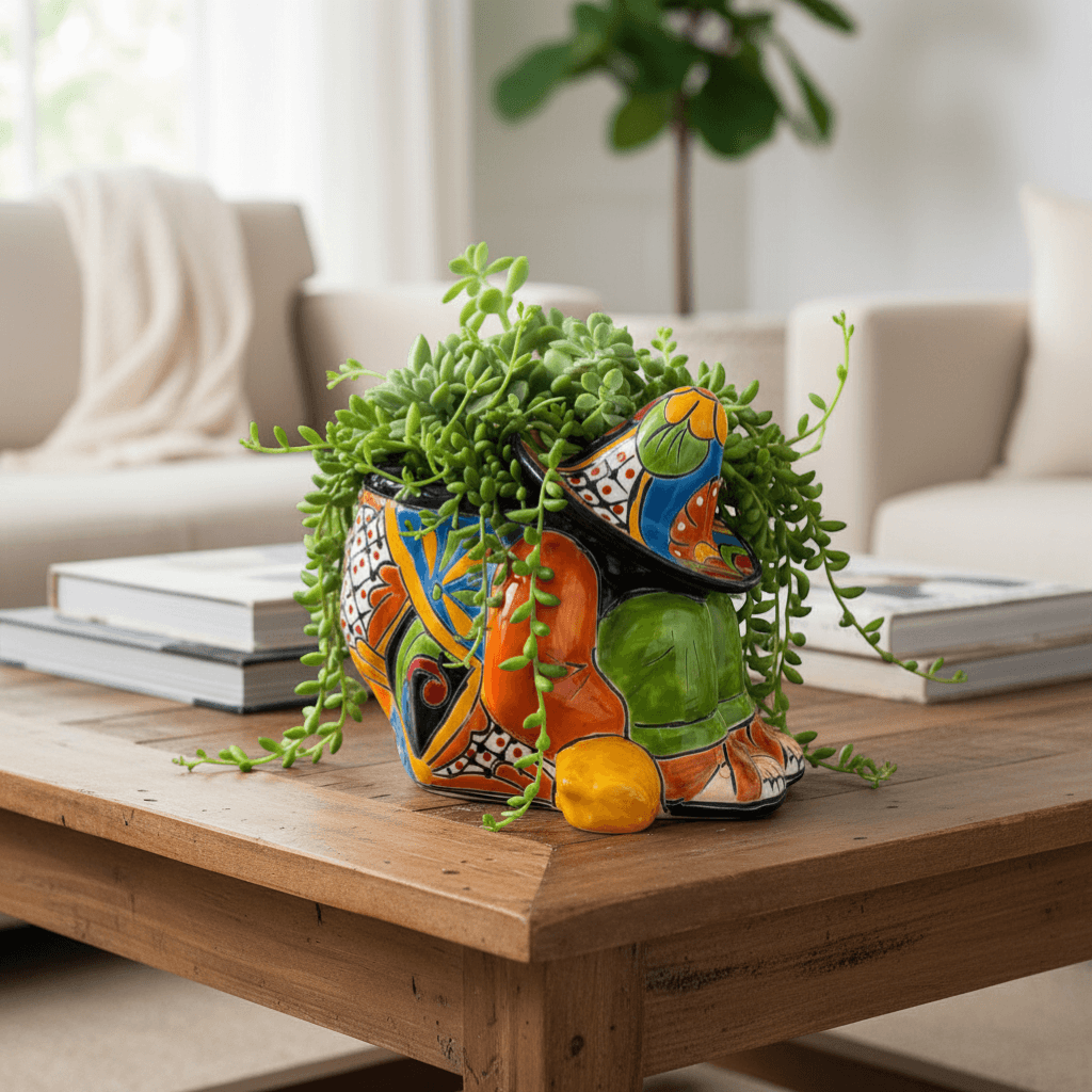 Colorful Talavera Panchito Planter | Mexican Sleeping Man Pottery